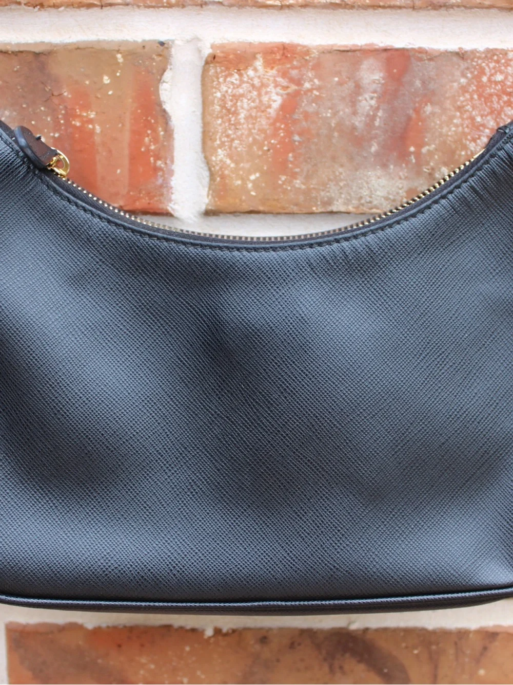 Prada Black Saffiano Leather Shoulder Bag with Gold Chain